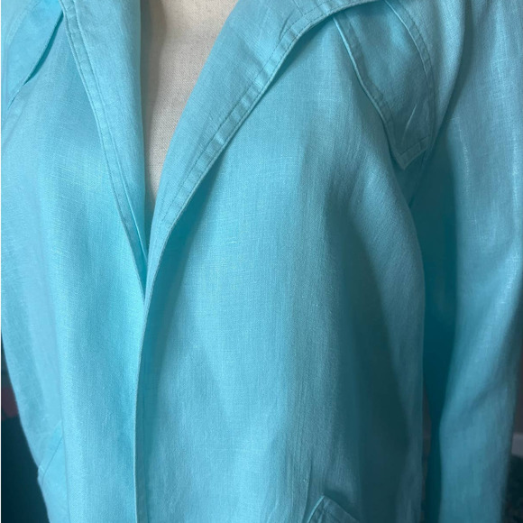 Elliott Lauren Open Jacket in Teal Green Linen Size 2 - Picture 2 of 5